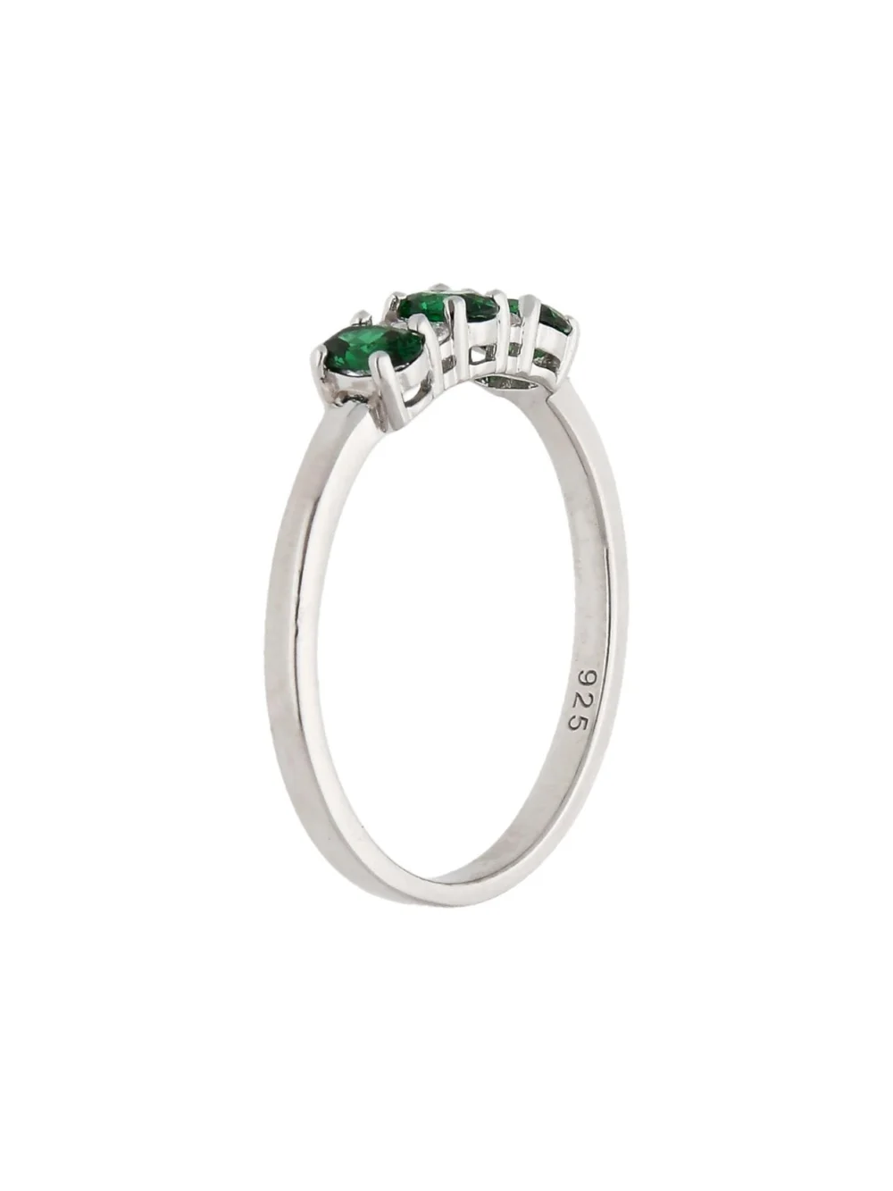 William May Sterling Silver Green & White Cubic Zirconia Trilogy Ring, view 2