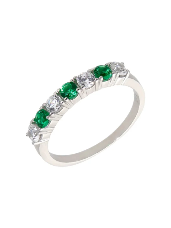 William May Sterling Silver Green Cubic Zirconia Eternity Style Ring