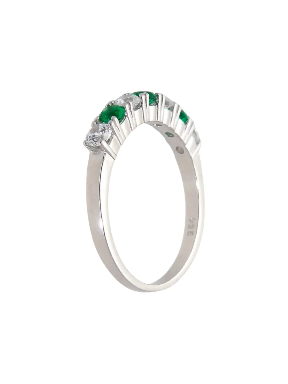 William May Sterling Silver Green Cubic Zirconia Eternity Style Ring, view 2
