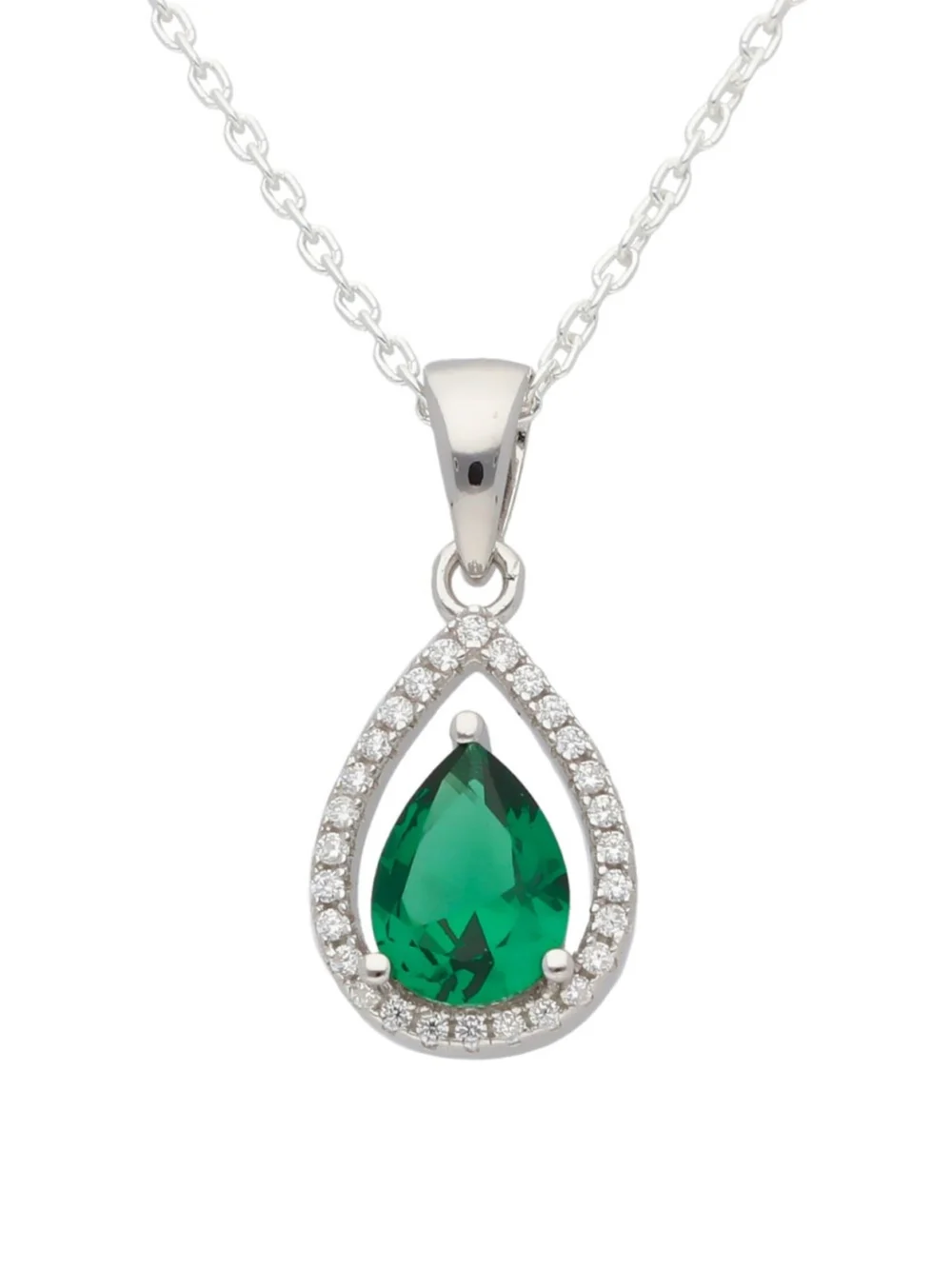 William May Sterling Silver Green Cubic Zirconia Pendant & 18" Necklace