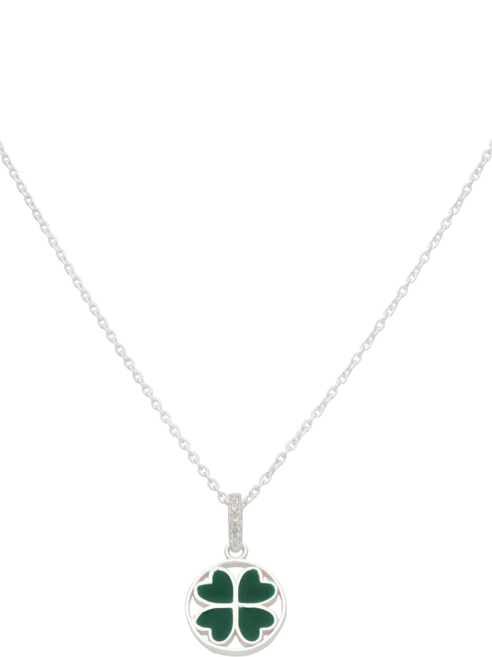 William May Sterling Silver Green Four-Leaf Clover Pendant & 18" Chain, view 2