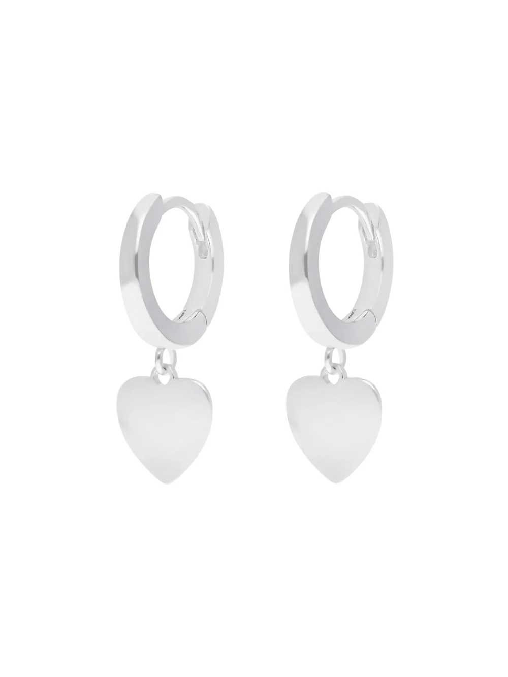 William May Sterling Silver Heart Charm Huggie Hoop Earrings