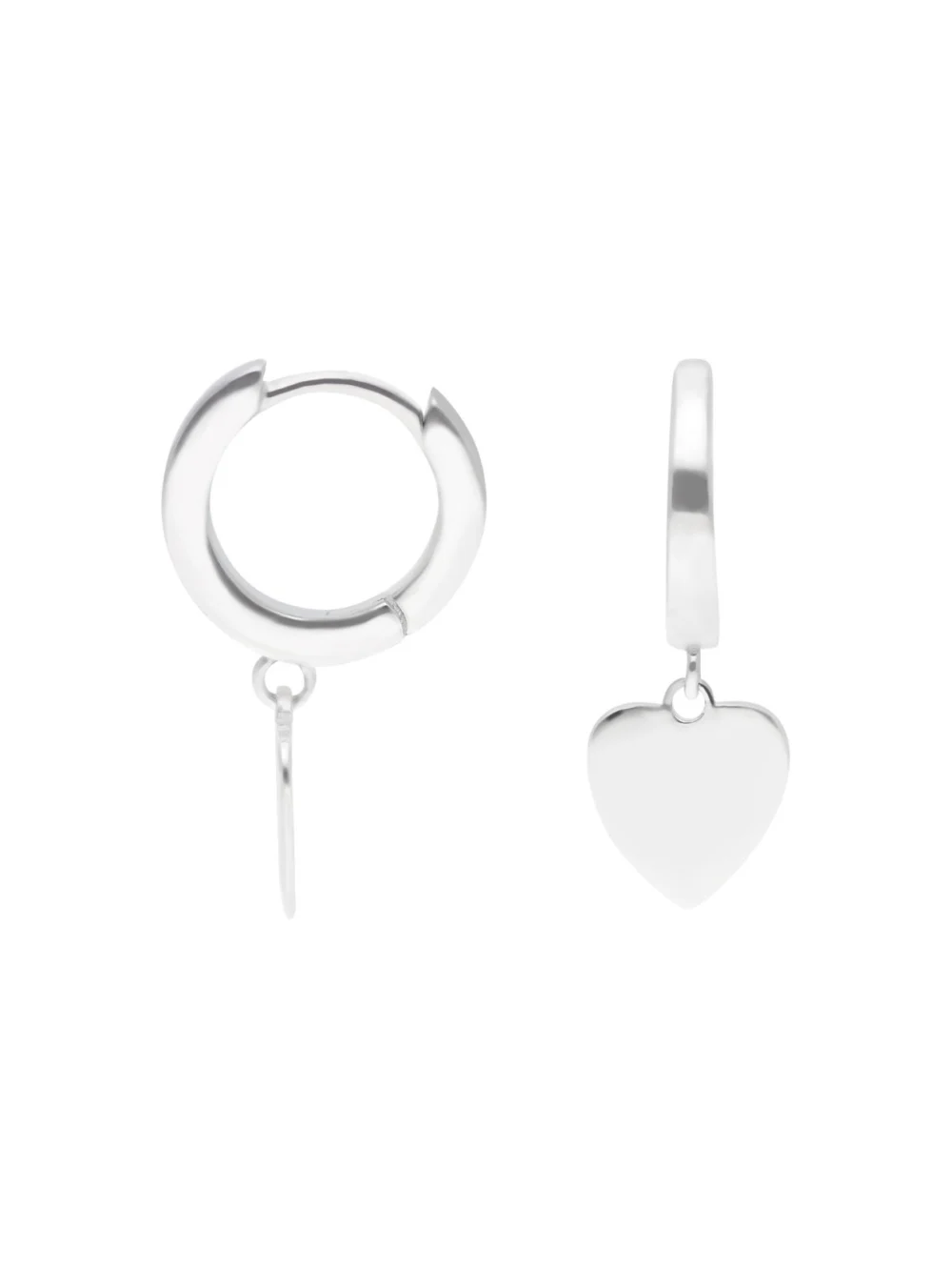William May Sterling Silver Heart Charm Huggie Hoop Earrings, view 2