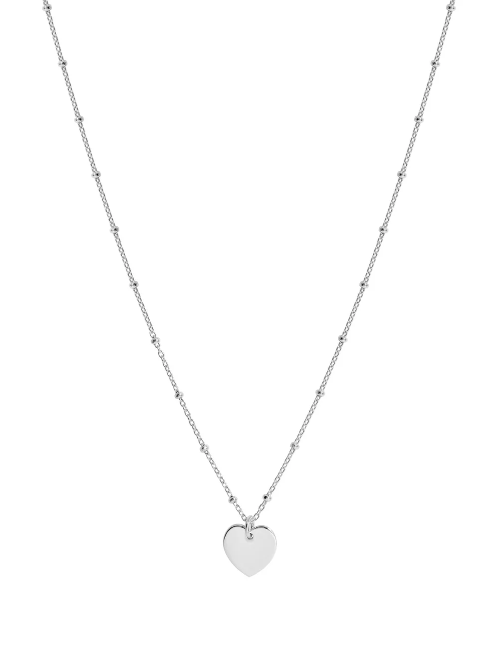 William May Sterling Silver Heart Pendant & 18" Beaded Chain Necklace
