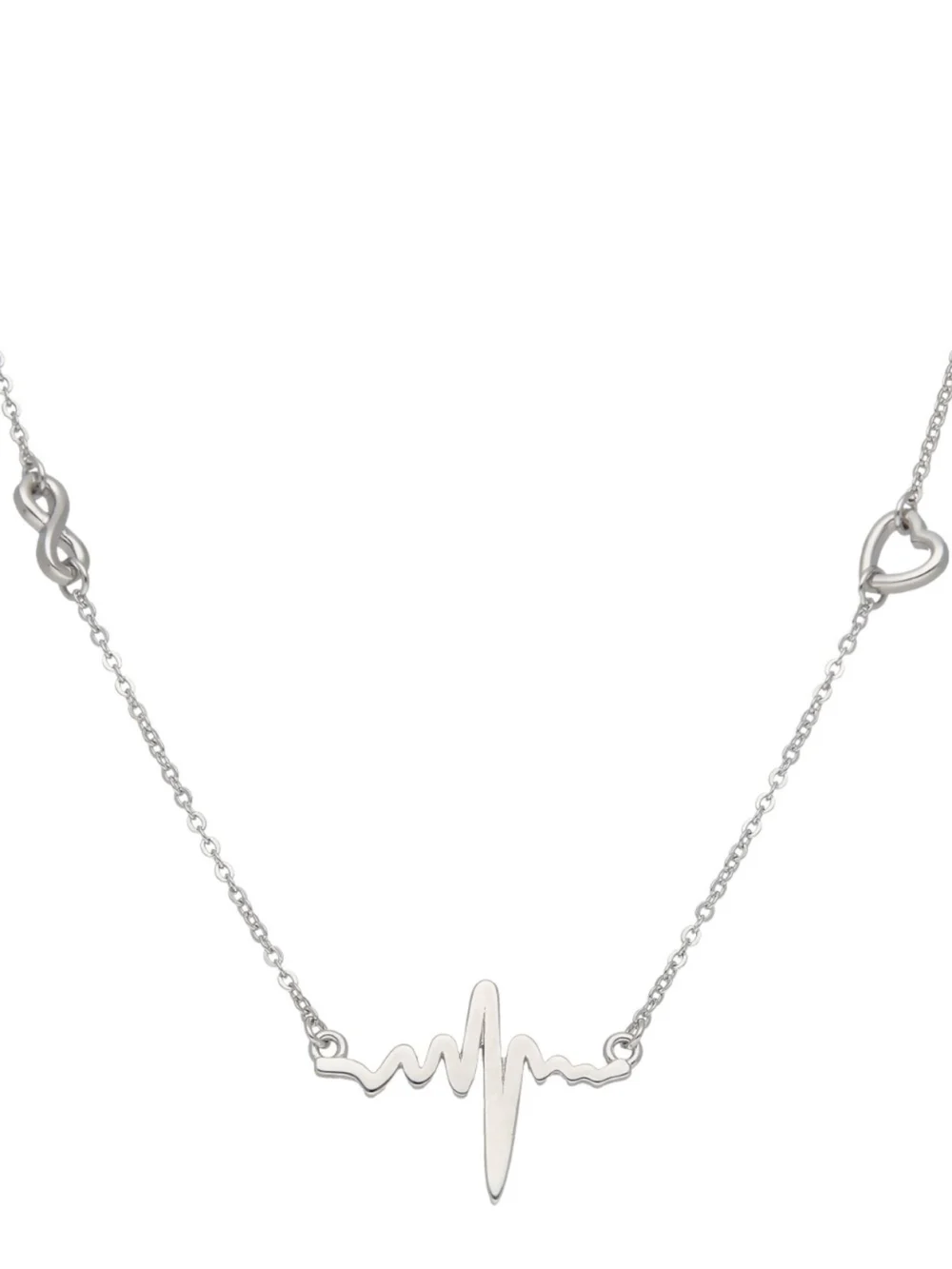 William May Sterling Silver Heartbeat Infinity Love Heart Necklace