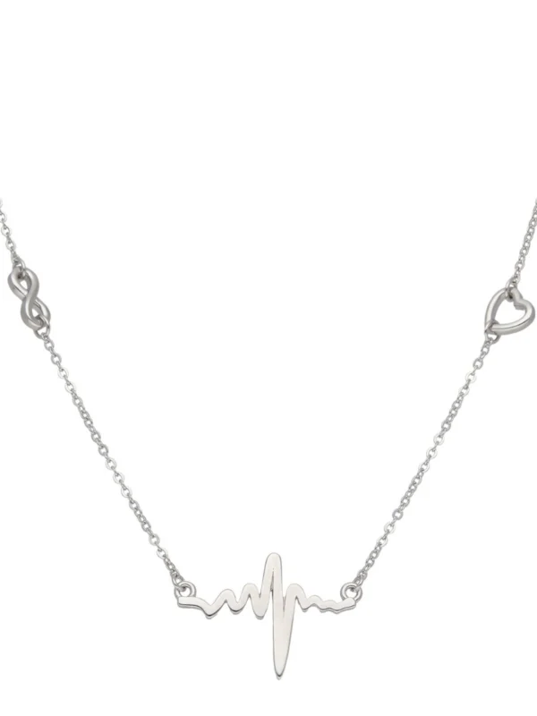 William May Sterling Silver Heartbeat Infinity Love Heart Necklace