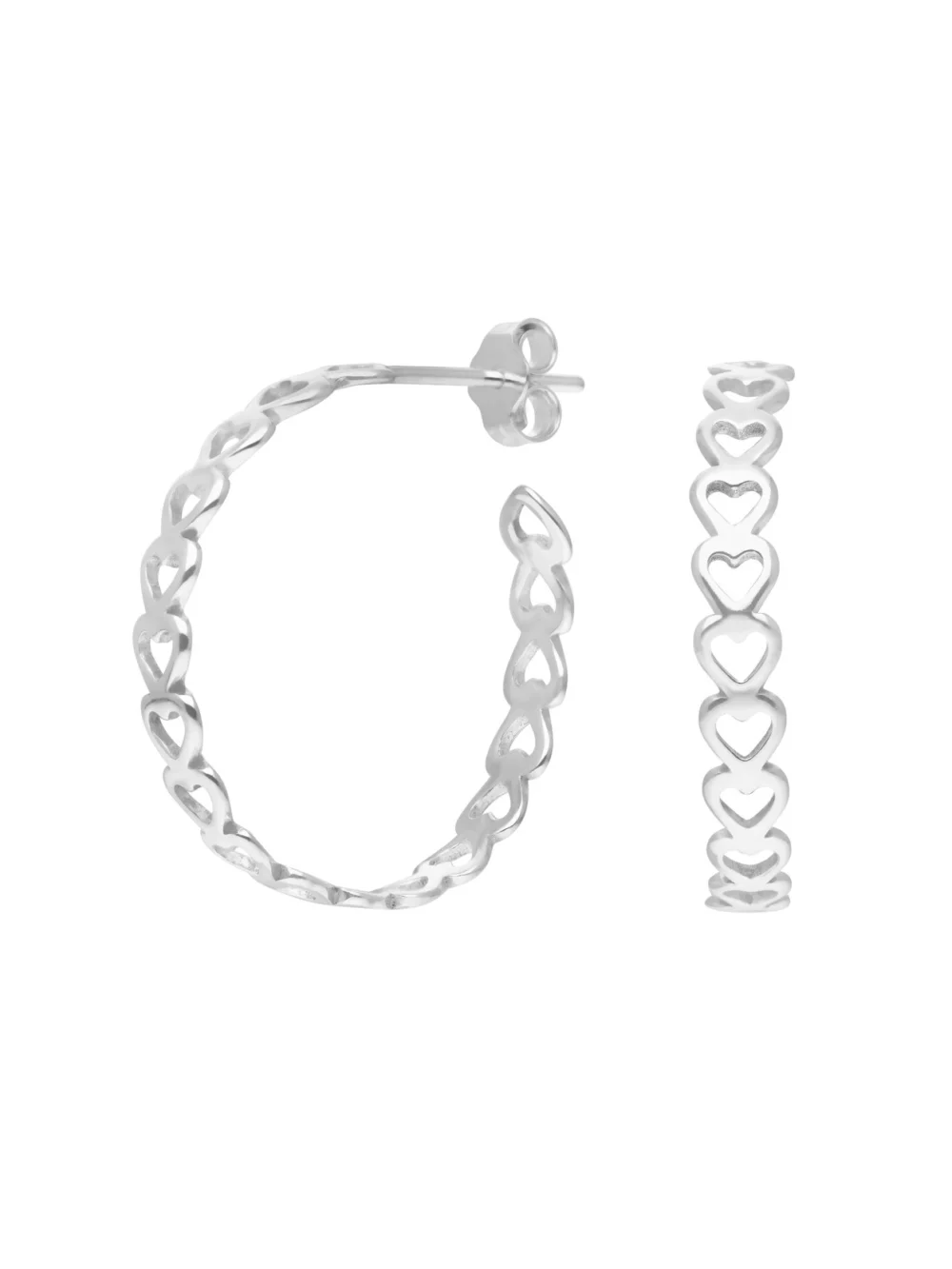William May Sterling Silver Hearts 3/4 Hoop Earrings