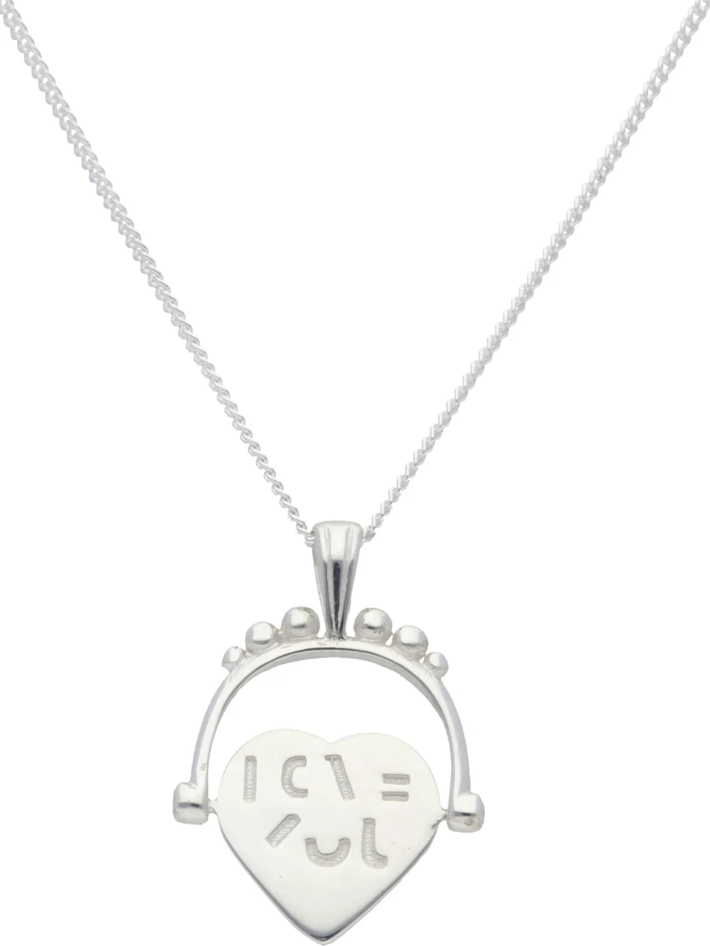 William May Sterling Silver I Love You Spinner Heart & 18" Necklace