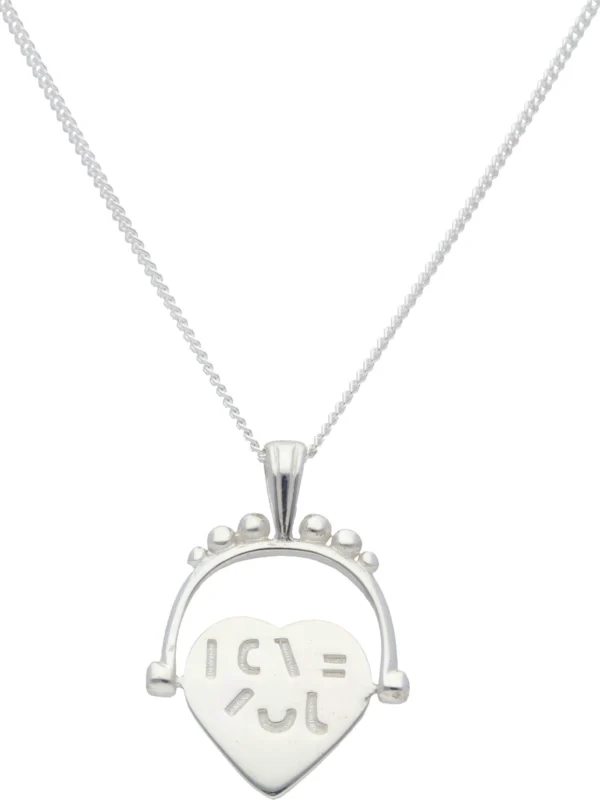 William May Sterling Silver I Love You Spinner Heart & 18" Necklace