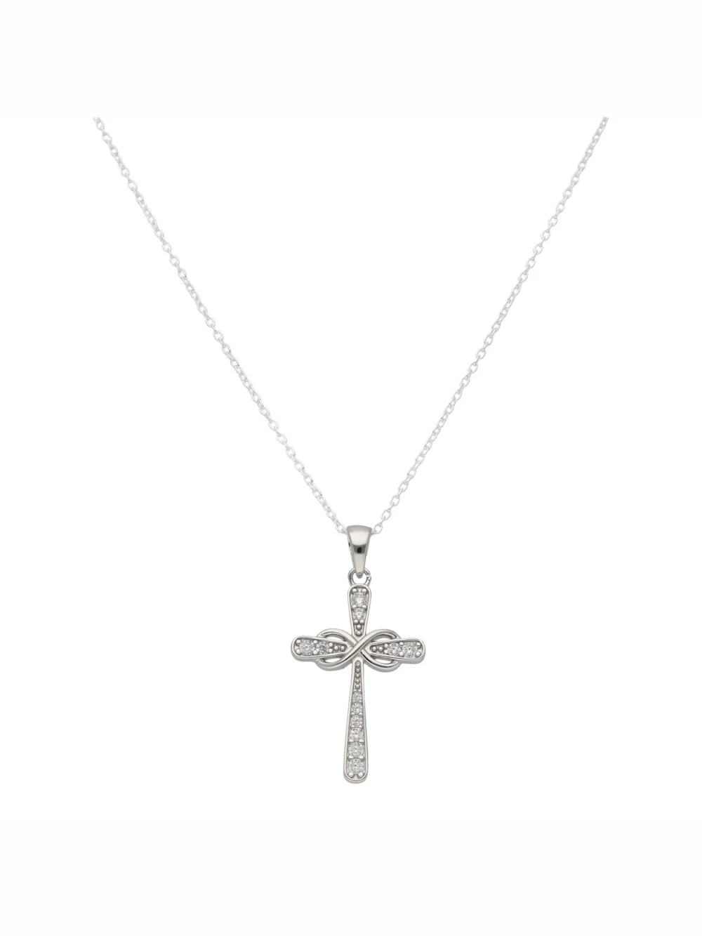 William May Sterling Silver Infinity Cubic Zirconia Cross & 18" Necklace