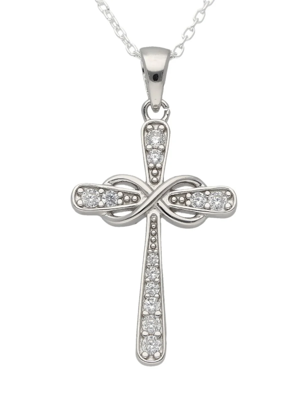William May Sterling Silver Infinity Cubic Zirconia Cross & 18" Necklace, view 2