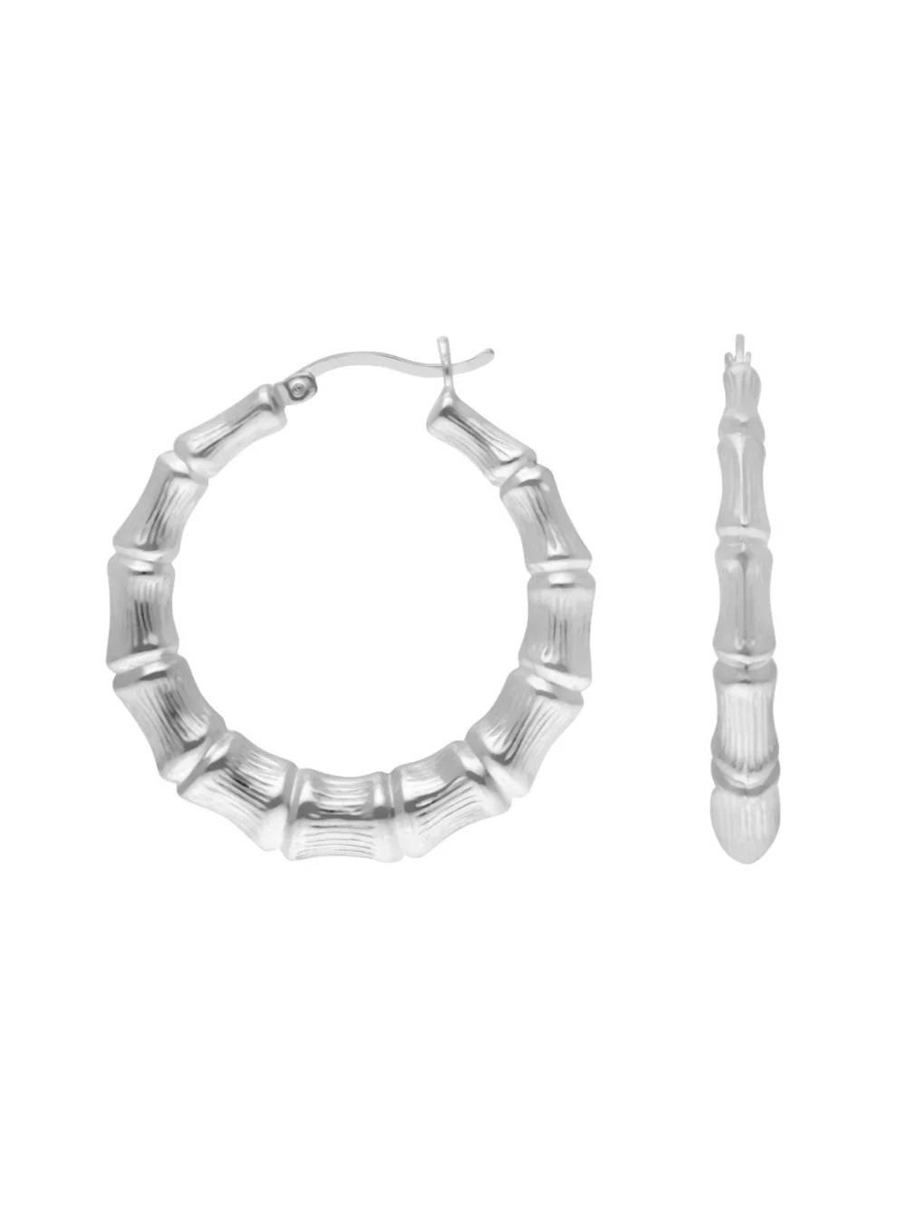 William May Sterling Silver Large Bamboo Creole Hoop Earrings, view 2