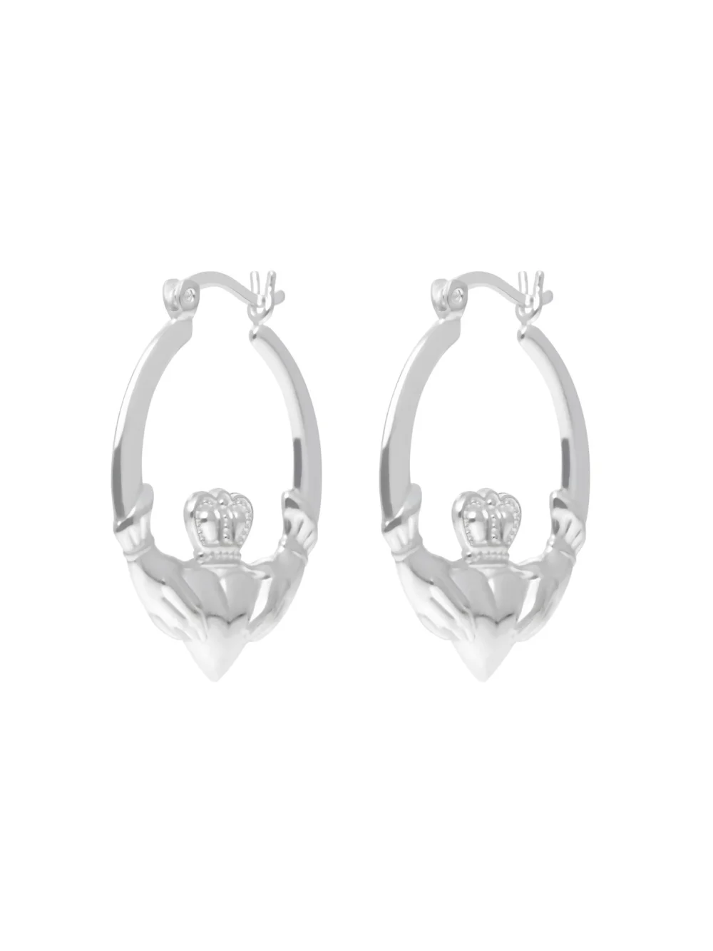 William May Sterling Silver Large Claddagh Creole Hoop Earrings