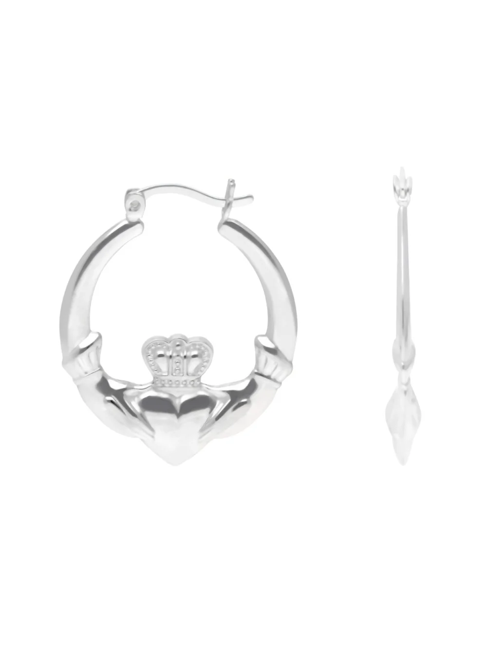 William May Sterling Silver Large Claddagh Creole Hoop Earrings, view 2