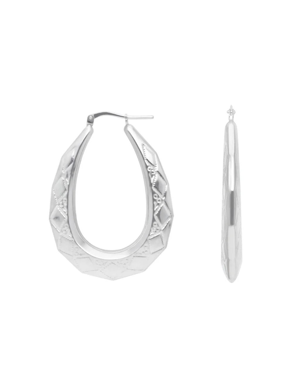 William May Sterling Silver Large Harlequin Creole Earrings, view 2
