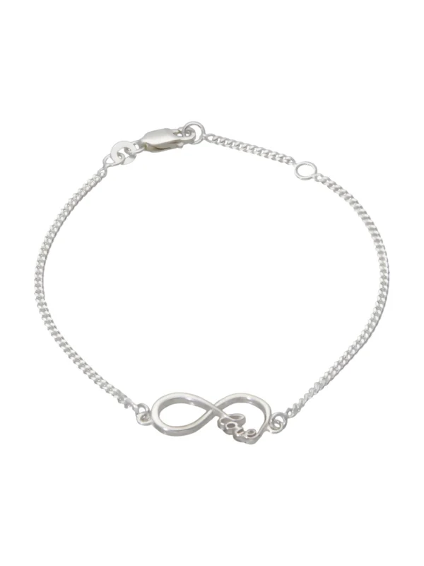William May Sterling Silver Love & Infinity Curb Bracelet