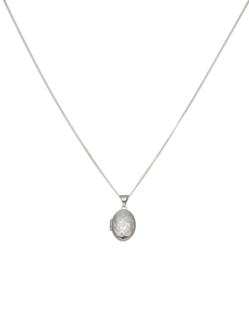 William May Sterling Silver Magical Unicorn Locket & 14" Chain Necklace