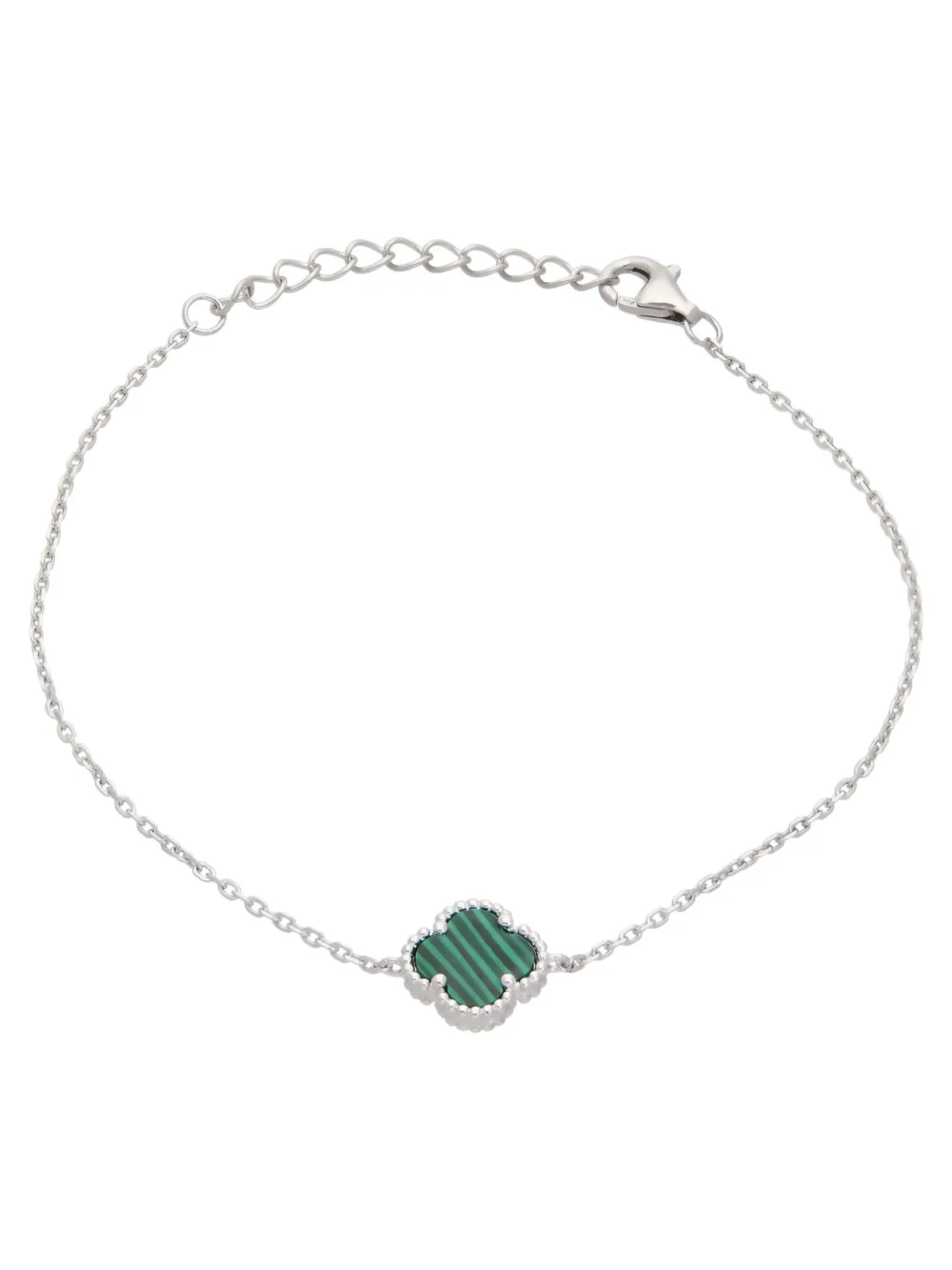 William May Sterling Silver Malachite Clover Petal Bracelet