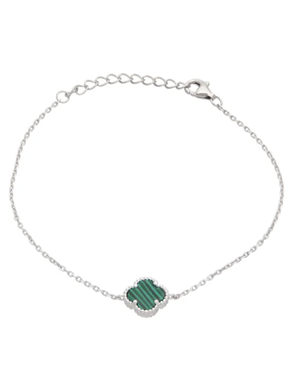 William May Sterling Silver Malachite Clover Petal Bracelet