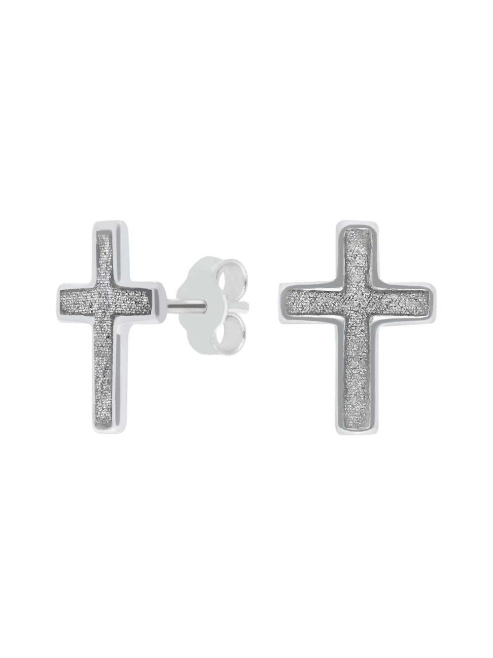 William May Sterling Silver Moondust Cross Stud Earrings