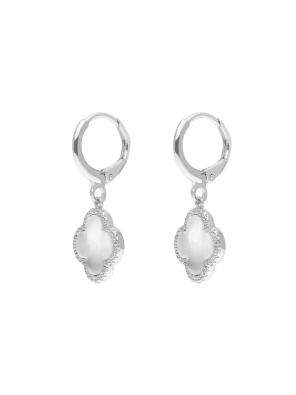 William May Sterling Silver Mother of Pearl Clover Petal Drop Earrings