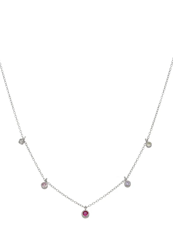 William May Sterling Silver Multi Colour Gemstone 14" Chain Necklace