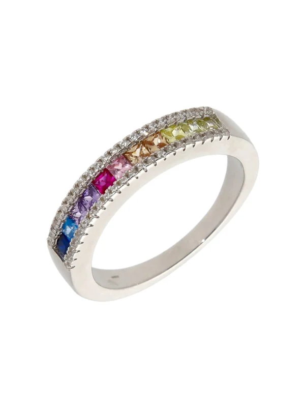 William May Sterling Silver Multi Coloured Cubic Zirconia Ring