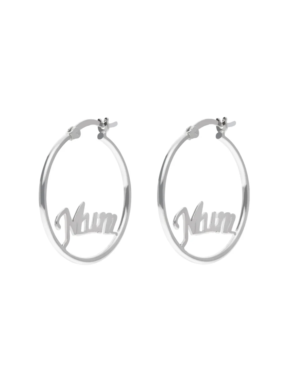 William May Sterling Silver Mum 25mm Hoop Earrings