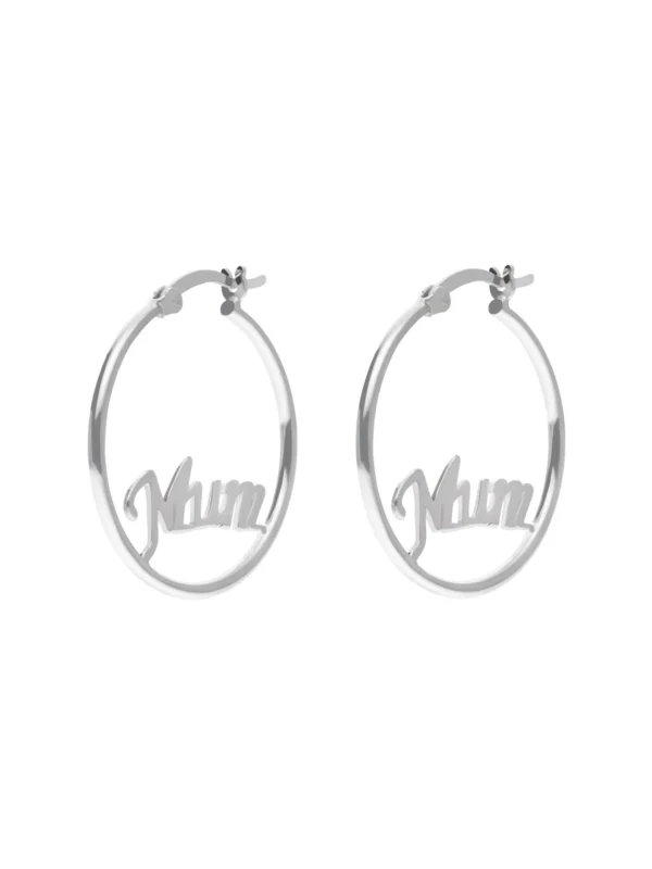 William May Sterling Silver Mum 25mm Hoop Earrings