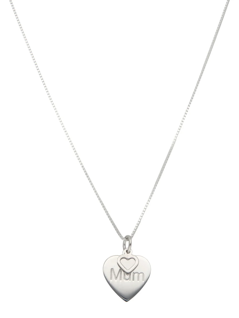 William May Sterling Silver Mum Heart Pendant & 18" Chain Necklace