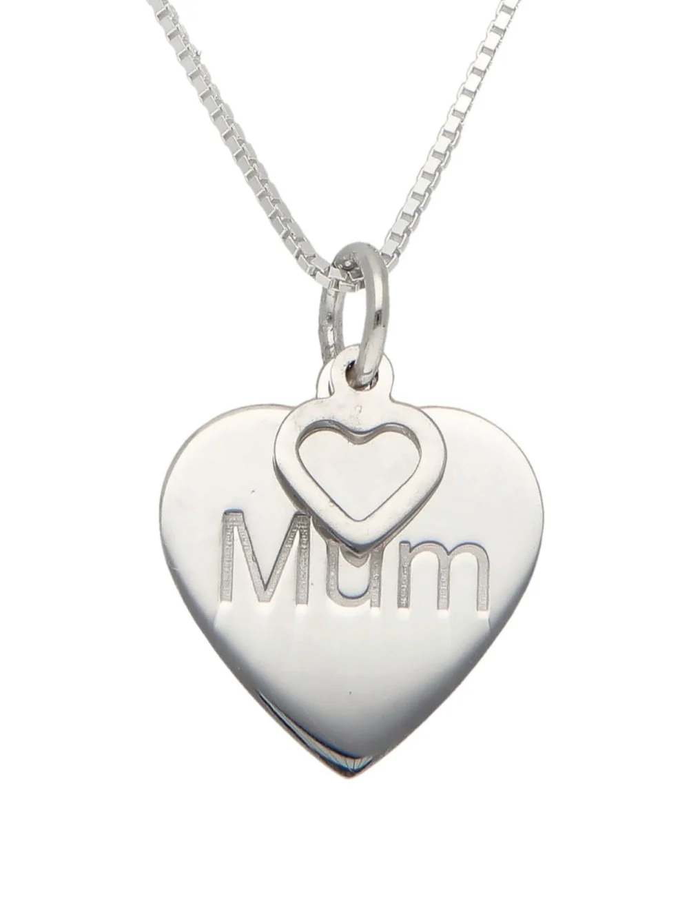 William May Sterling Silver Mum Heart Pendant & 18" Chain Necklace, view 2