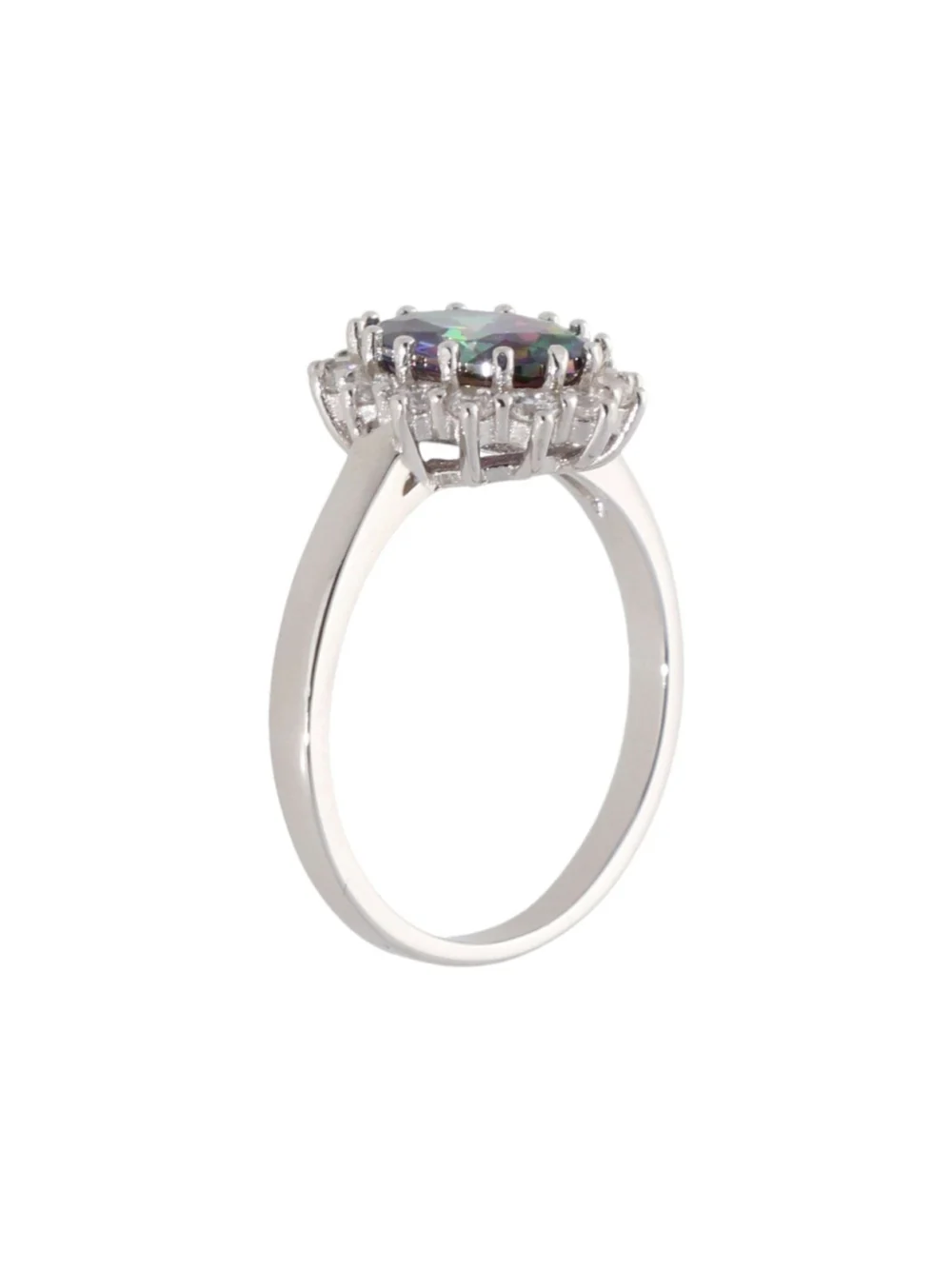 William May Sterling Silver Mystic & White Cubic Zirconia Cluster Ring, view 2