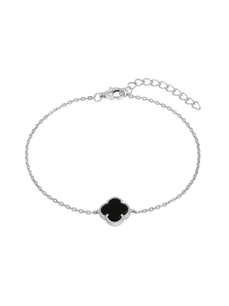 William May Sterling Silver Onyx Clover Petal Bracelet