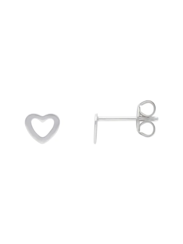 William May Sterling Silver Open Centre Heart Stud Earrings