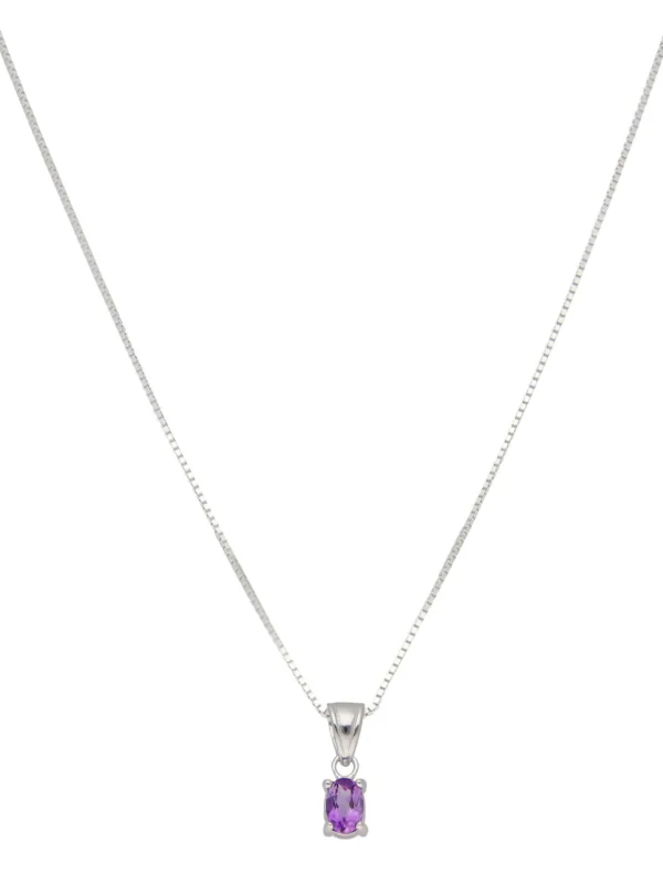 William May Sterling Silver Oval Amethyst Pendant & 18" Chain Necklace