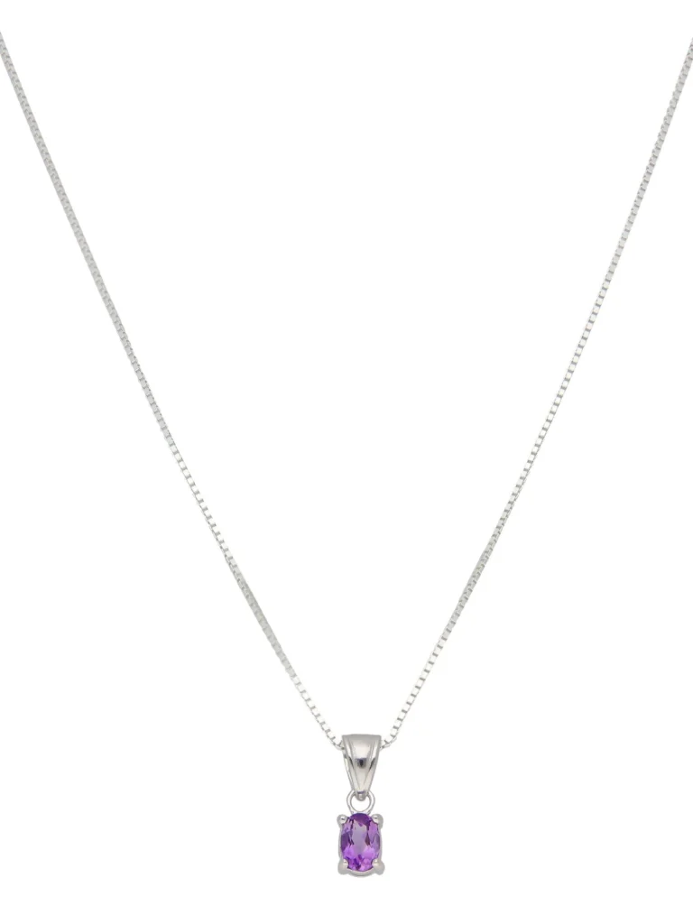 William May Sterling Silver Oval Amethyst Pendant & 18" Chain Necklace