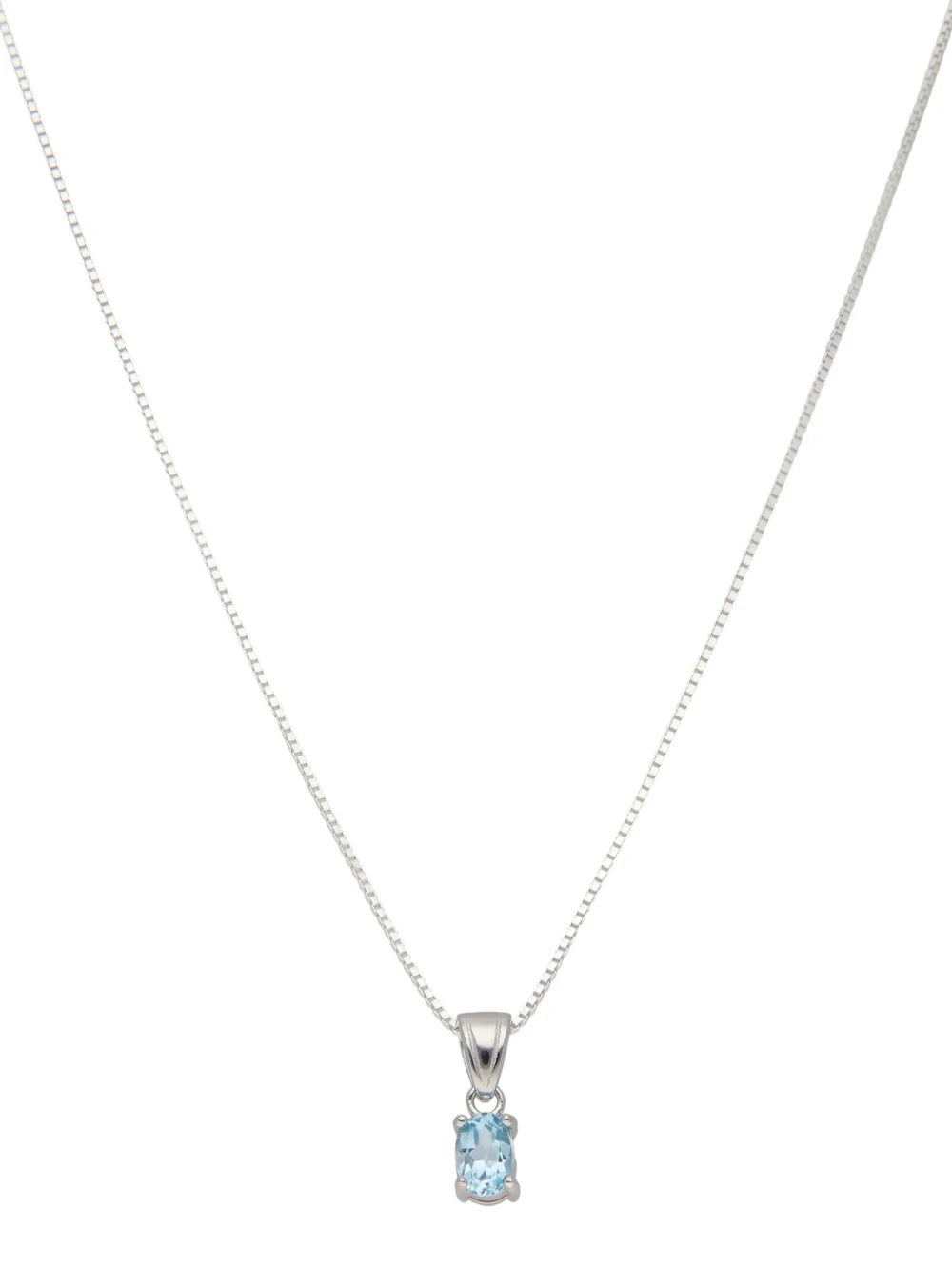 William May Sterling Silver Oval Blue Topaz Pendant & 18" Chain Necklace