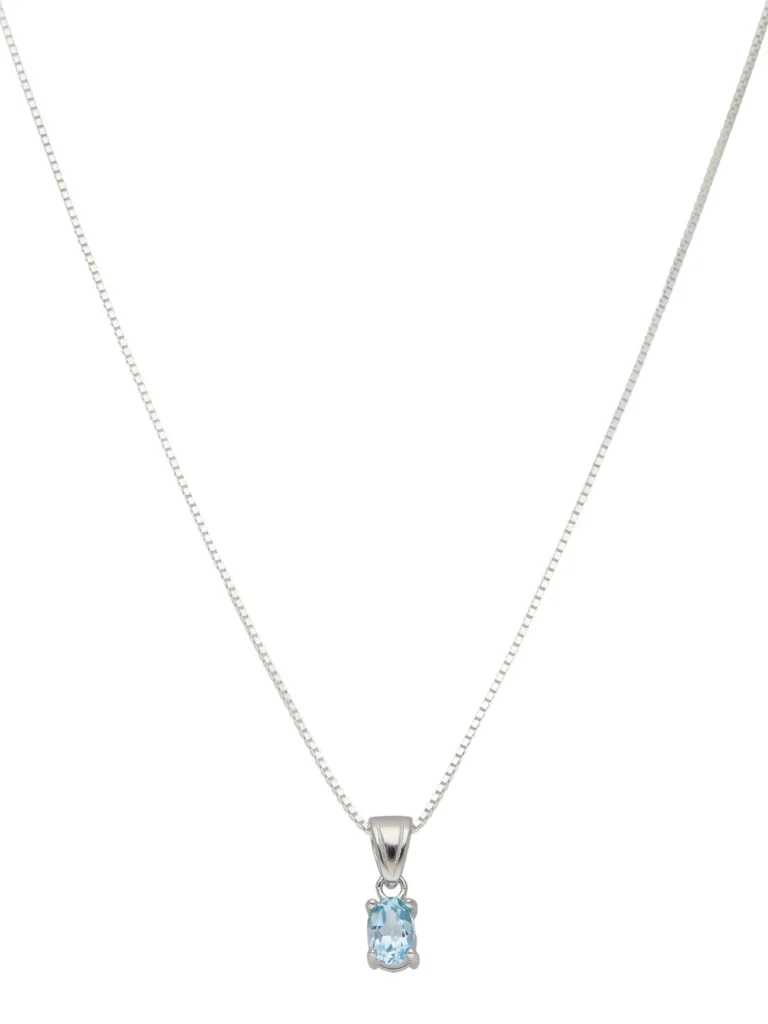 William May Sterling Silver Oval Blue Topaz Pendant & 18" Chain Necklace