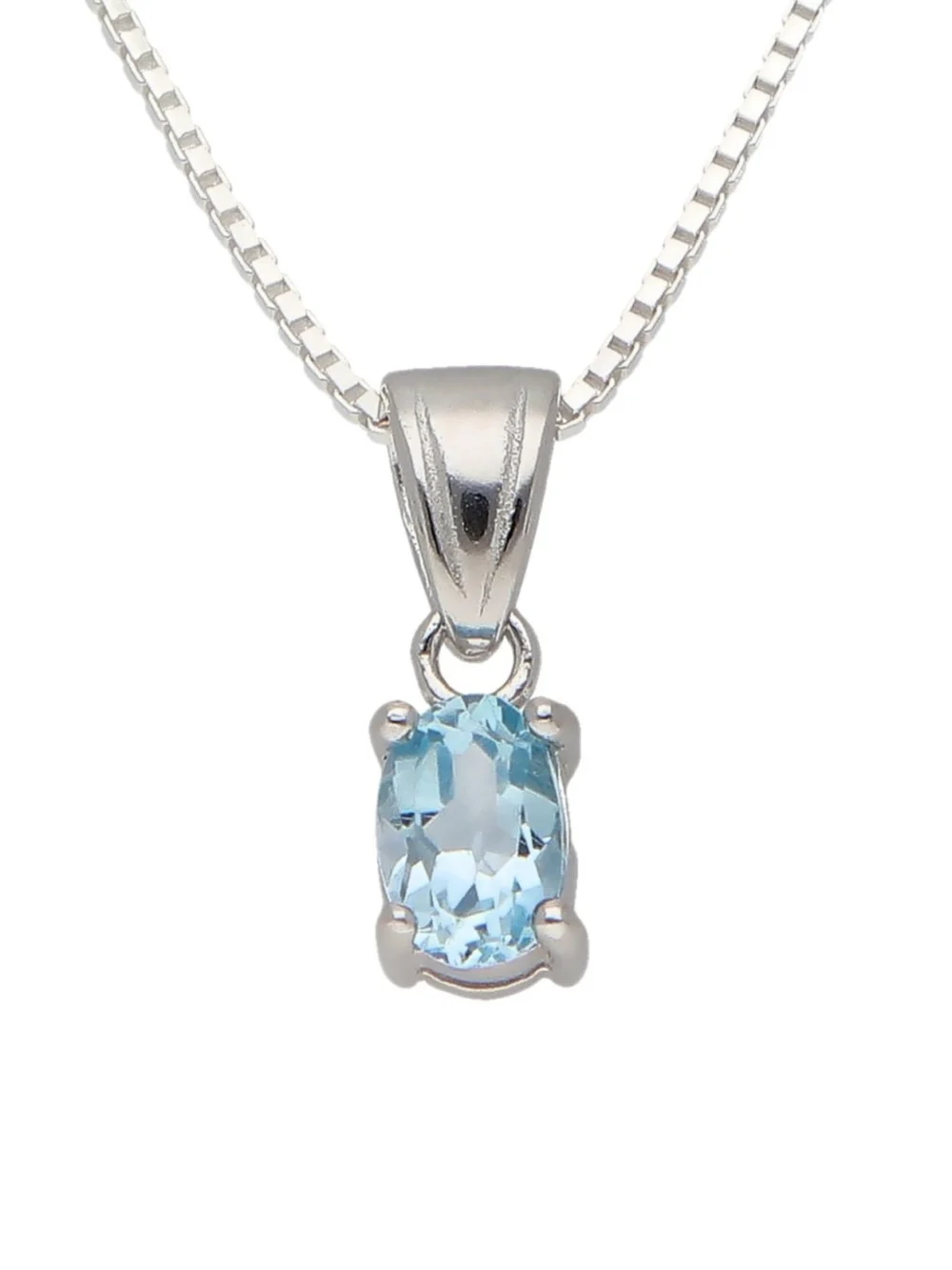 William May Sterling Silver Oval Blue Topaz Pendant & 18" Chain Necklace, view 2