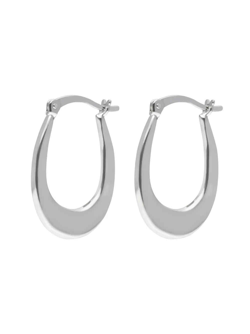 William May Sterling Silver Oval Flat Tapered Creole Earrings