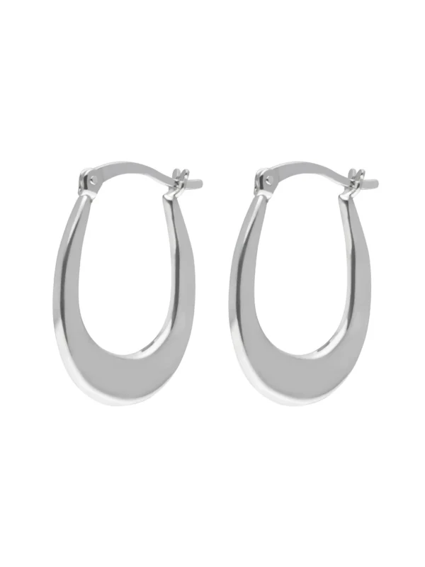 William May Sterling Silver Oval Flat Tapered Creole Earrings