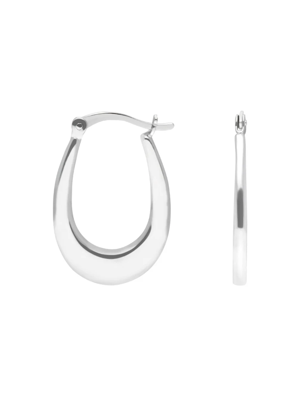 William May Sterling Silver Oval Flat Tapered Creole Earrings, view 2