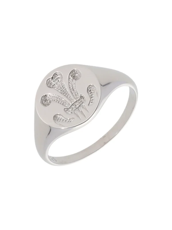 William May Sterling Silver Oval Fleur De Lis Signet Ring