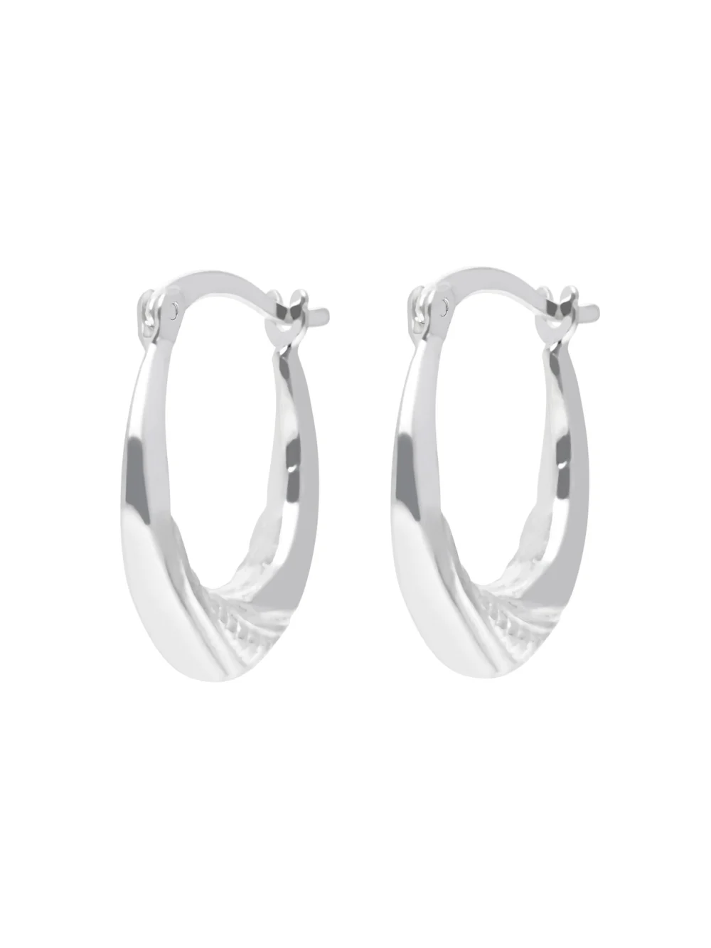 William May Sterling Silver Oval Patterned Hoop Earrings