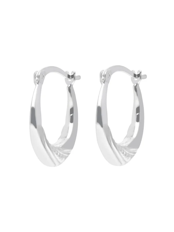 William May Sterling Silver Oval Patterned Hoop Earrings