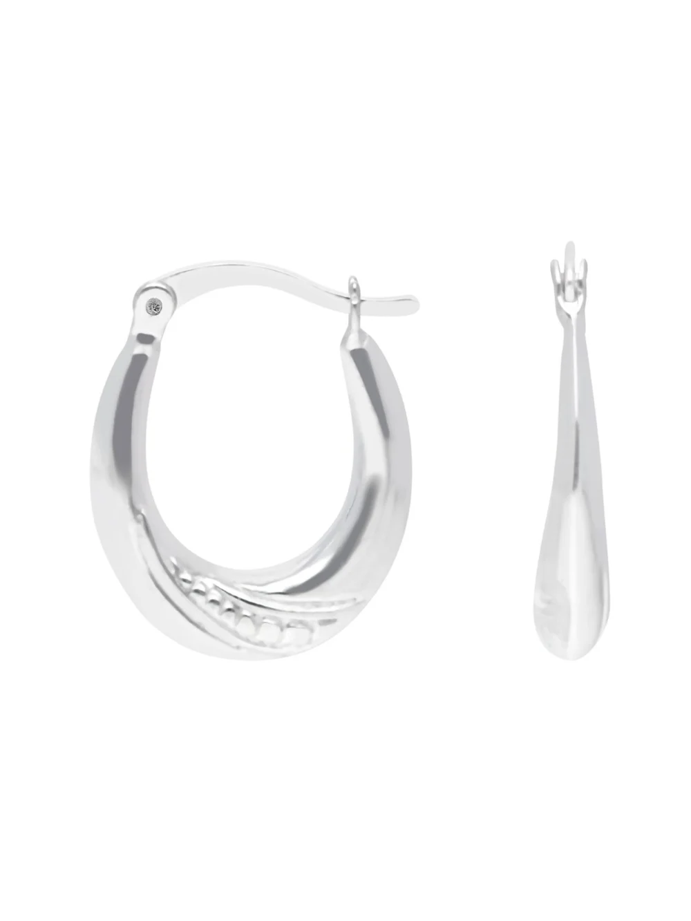 William May Sterling Silver Oval Patterned Hoop Earrings, view 2