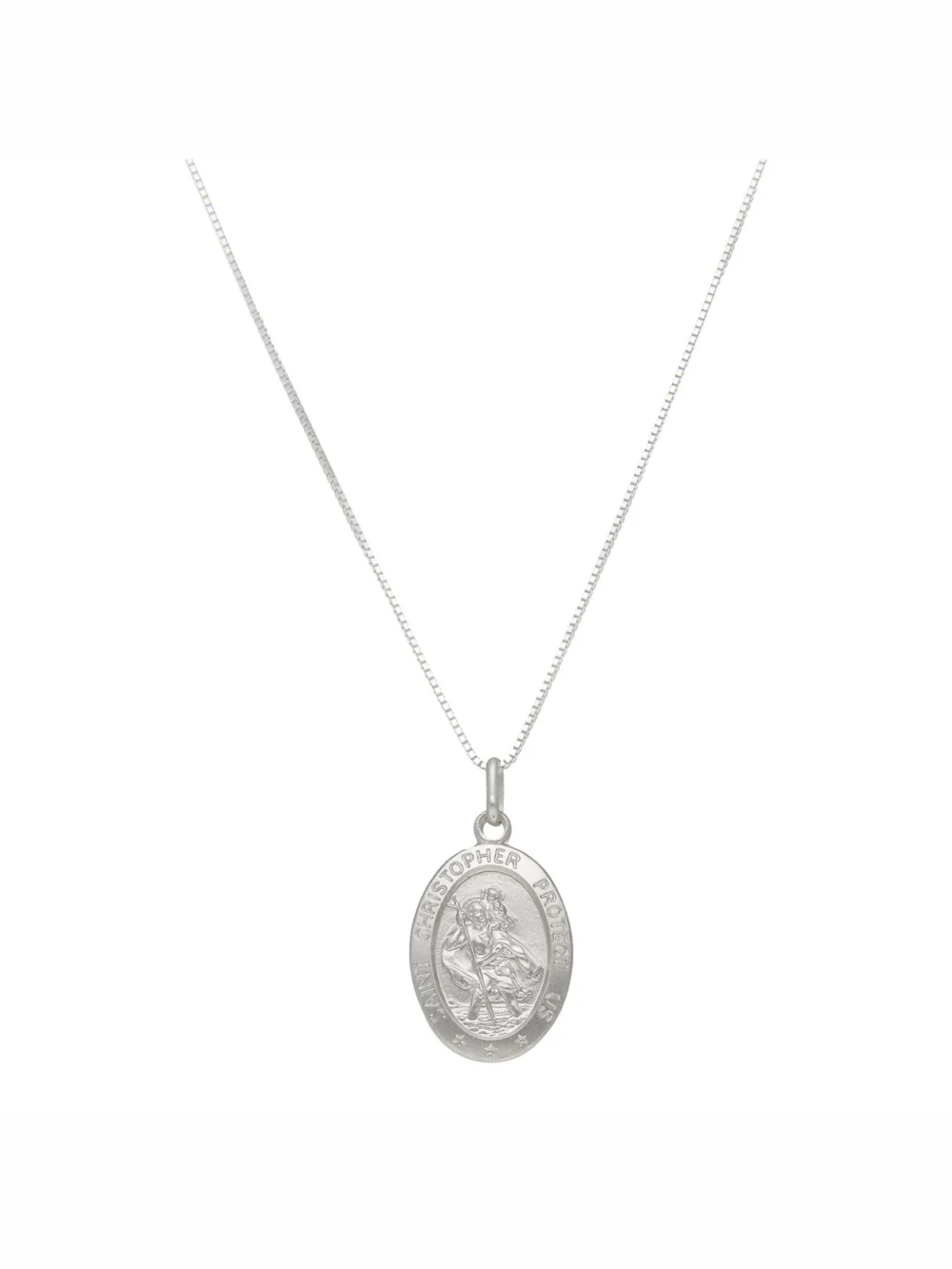 William May Sterling Silver Oval St Christopher 20" Pendant Necklace