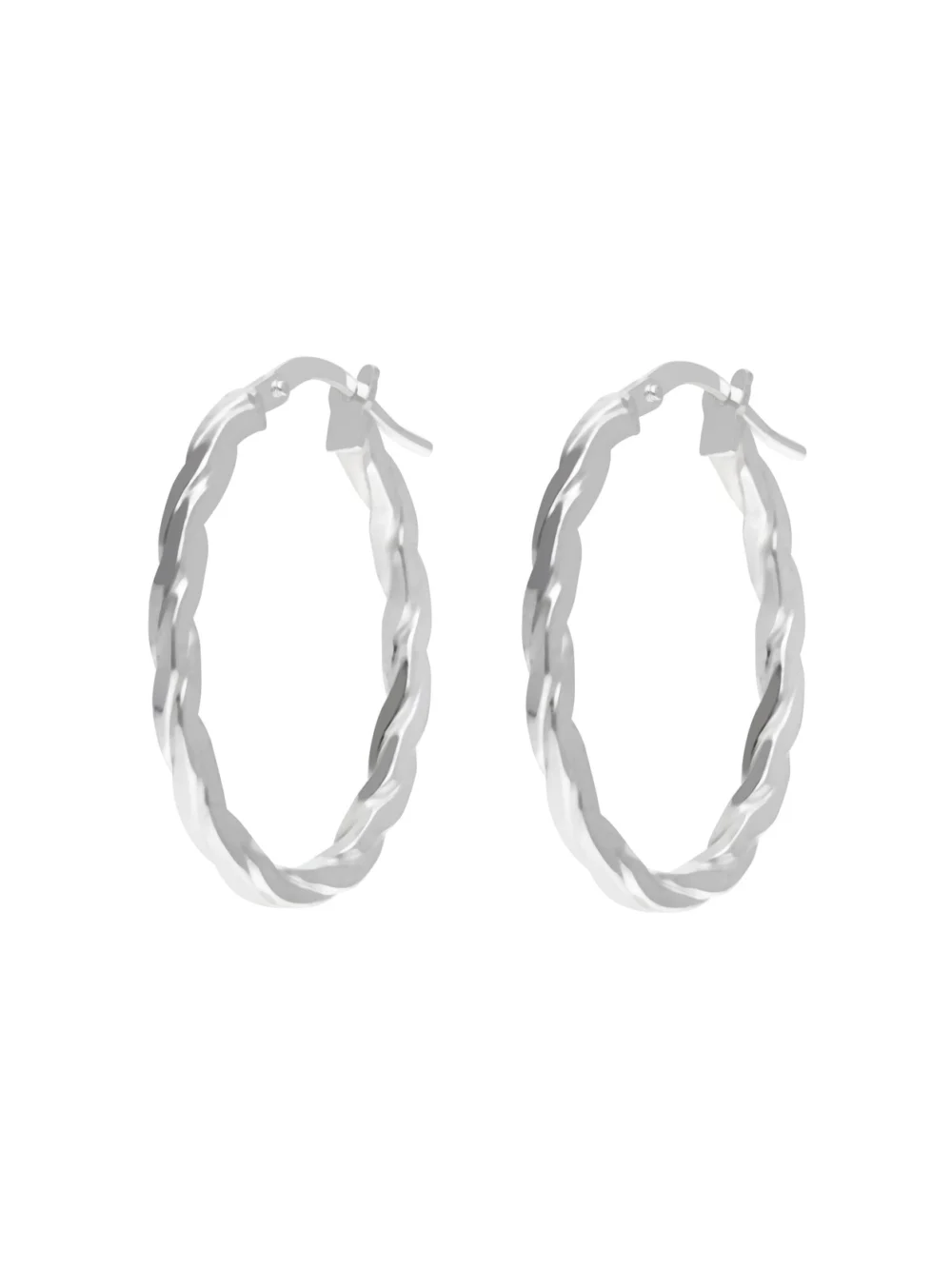 William May Sterling Silver Oval Twisted Hoop Earrings