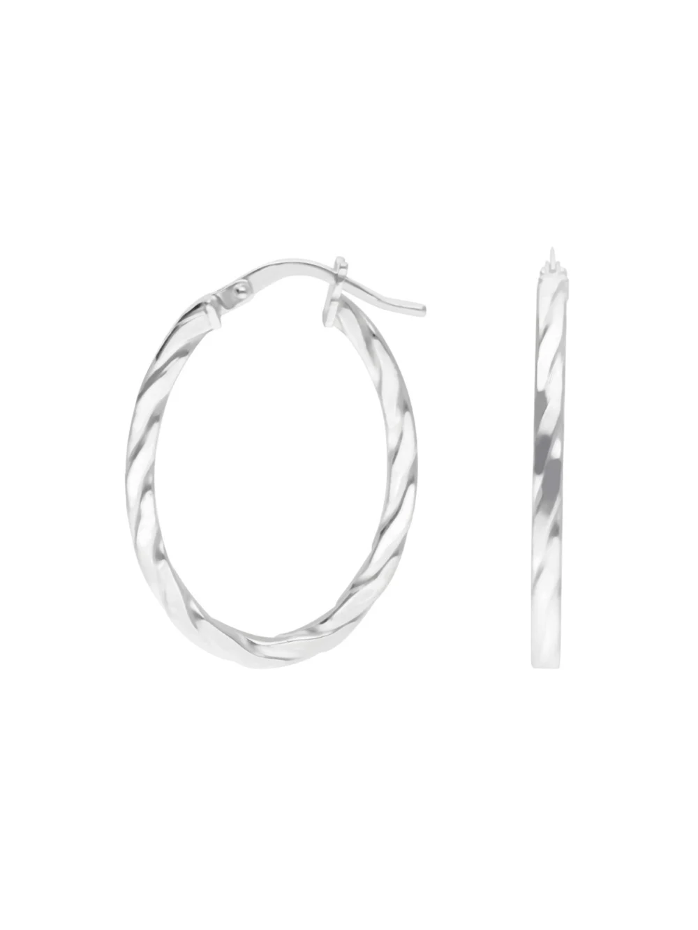 William May Sterling Silver Oval Twisted Hoop Earrings, view 2