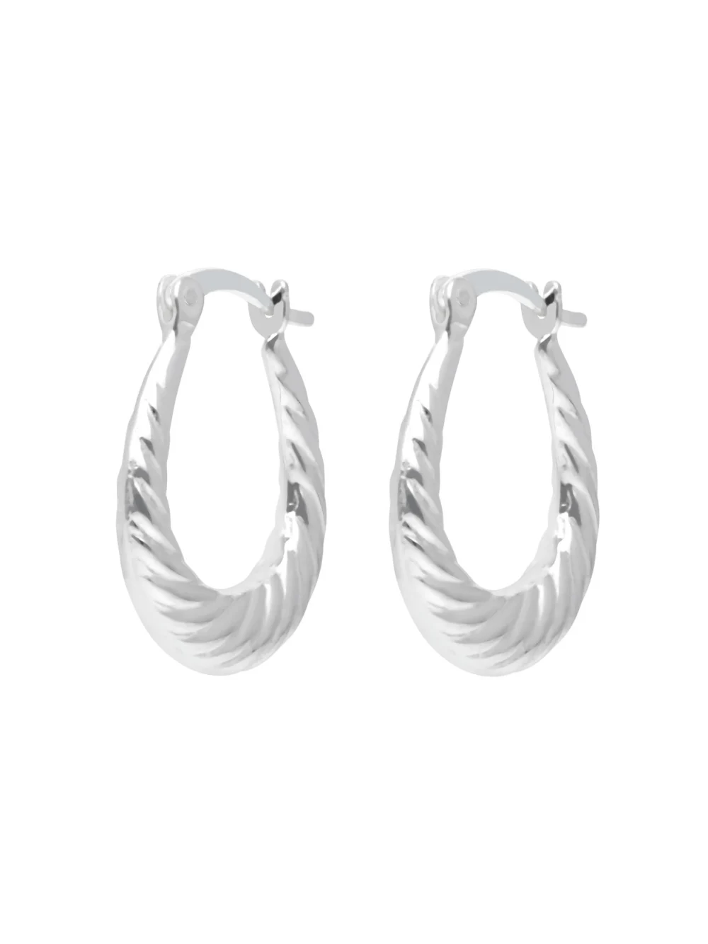 William May Sterling Silver Oval Wave Twist Creole Earrings